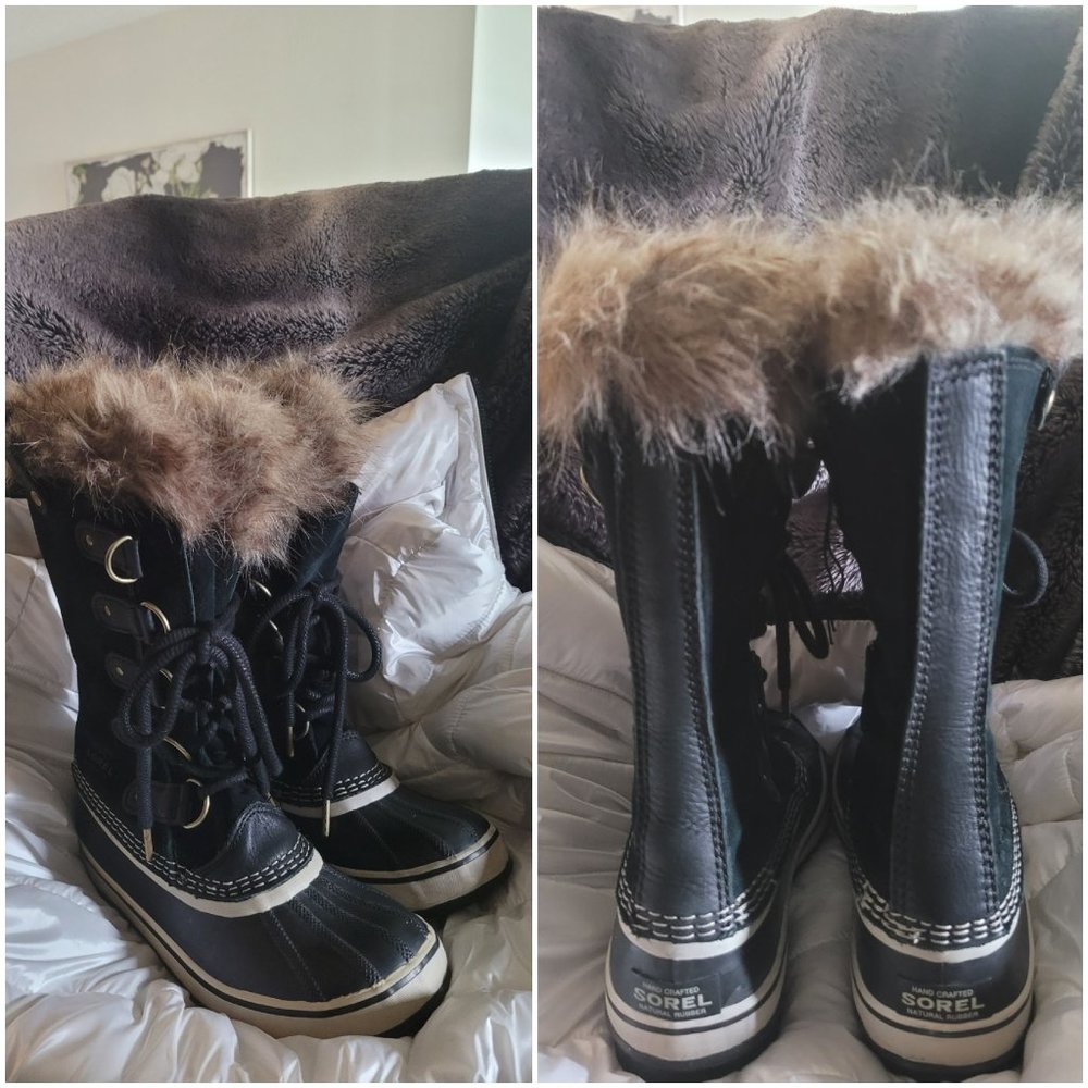 SOREL Ladies Women snow boots Black Suede/Navy